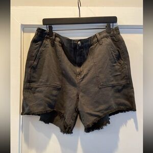 Aerie Women’s Black Gray Cotton Linen Blend Adventure Shorts Small NWT